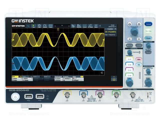 Oscilloscope: digital; DSO; Ch: 4; 250MHz; 2,5Gsps (in real time)