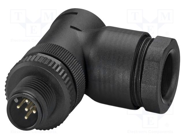 Connector: M12; plug; PIN: 5; 48V; angled; IP67; screw terminal; 4A