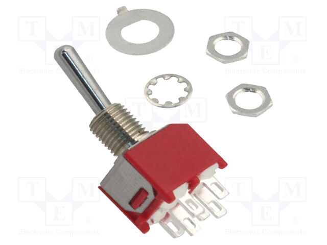 Switch: toggle; Pos: 3; DP3T; ON-OFF-ON; 1A/250VAC; 3A/28VDC; 200