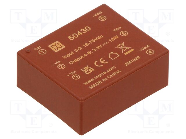 Converter: DC/DC; 15W; Uin: 18÷75VDC; Uout: 3.3VDC; Iout: 4.5A; PCB