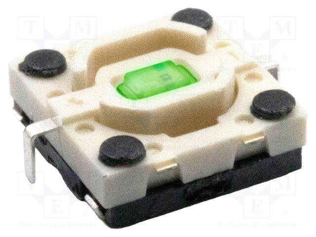 Microswitch TACT; SPST-NO; Pos: 2; 0.05A/12VDC; SMT; LED; green