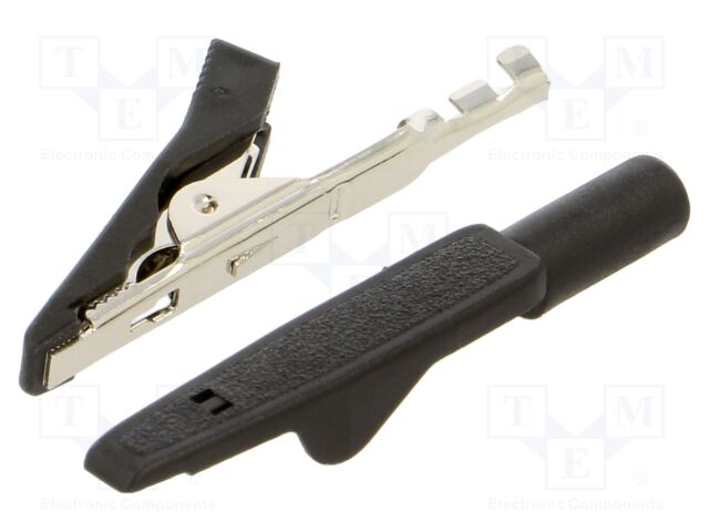 Crocodile clip; 8A; 60VDC; Grip capac: max.4mm; black; crimped