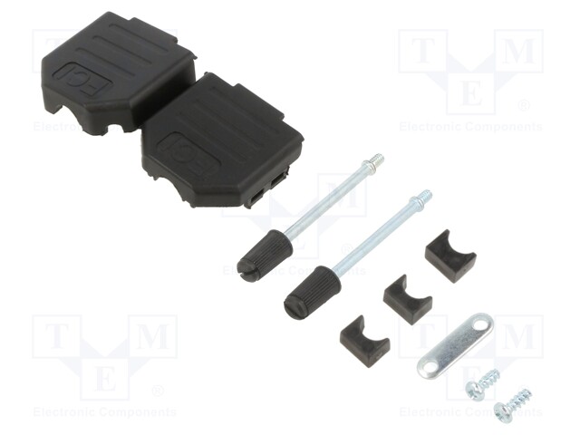 D Sub Backshell, UNC 4-40, DE, 180°, Nylon (Polyamide) Body