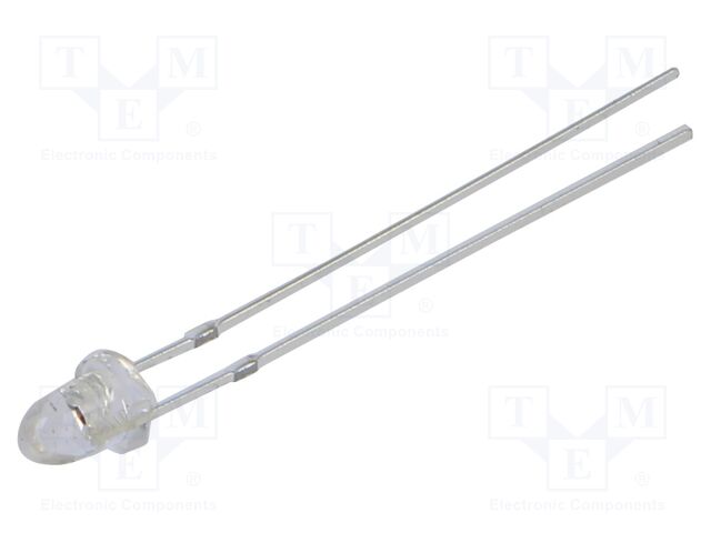 LED; amber; 3mm; 40000÷50000mcd; 15°; Front: convex; 2.1÷2.6VDC
