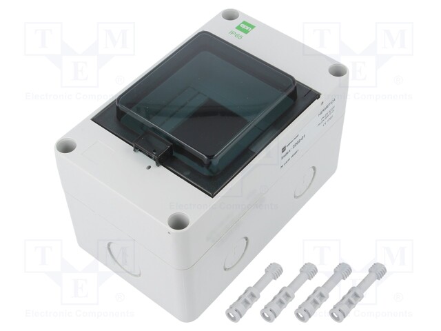 Enclosure: for modular components; IP65; light grey; No.of mod: 4