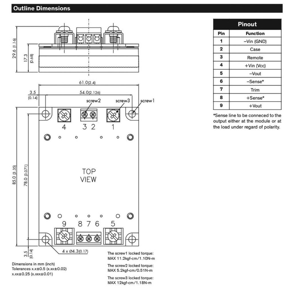 Converter: DC/DC; 75W; Uin: 9÷36V; 15VDC; Iout: 5A; Half Brick; 97g