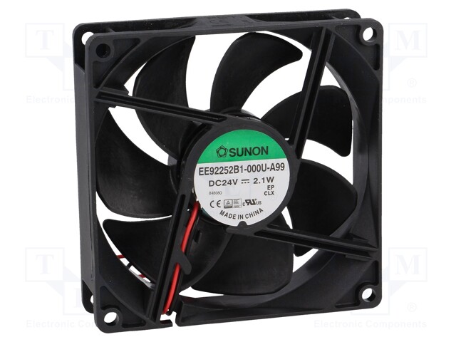 Fan: DC; axial; 24VDC; 92x92x25mm; 87.55m3/h; 34dBA; ball bearing