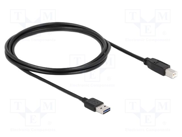 Cable; USB 2.0; USB A plug double sided,USB B plug; 2m; black