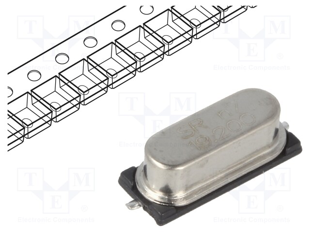 Resonator: quartz; 19.2MHz; ±30ppm; 20pF; SMD; HC49SMD