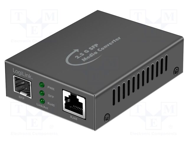 Converter RJ45-SFP; RJ45 socket,SFP; black; 2.5Gbps; aluminium