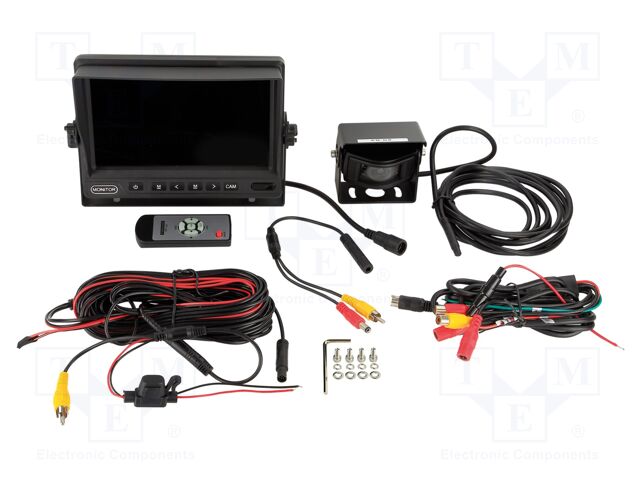 Rear view camera; 1024x600; 105°; black; 12VDC; 7"; Features: NTSC