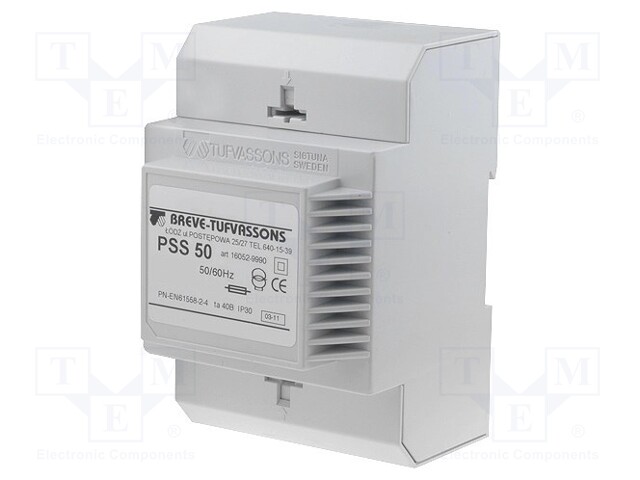 Transformer: safety; 50VA; 230VAC; 100V; IP30; Mounting: DIN; 1.1kg