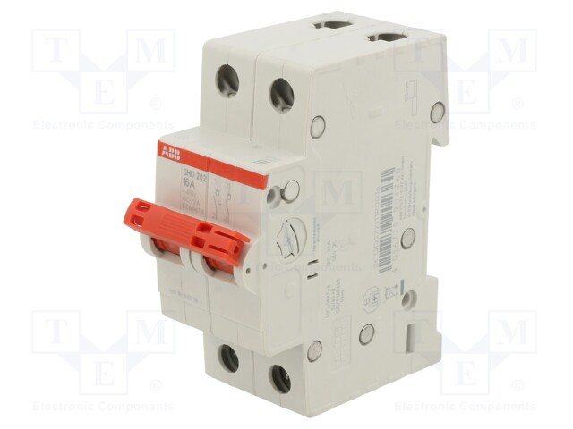 Switch-disconnector; Poles: 2; DIN; 16A; 415VAC; SHD200; IP20,IP40