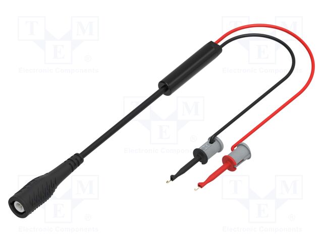 Test lead; 60VDC; 30VAC; 3A; BNC plug,clip-on hook probe x2; red