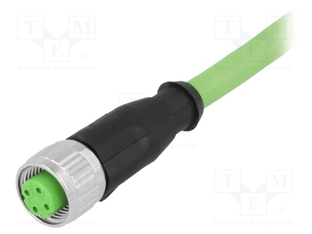 Plug; M12; PIN: 4; female; D code-Ethernet; 2m; Insulation: TPU