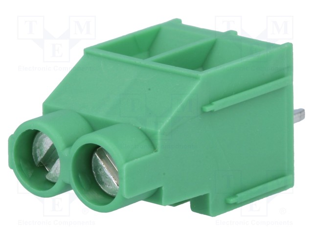 PCB terminal block; angled 90°; 6.35mm; ways: 2; on PCBs; 4mm2