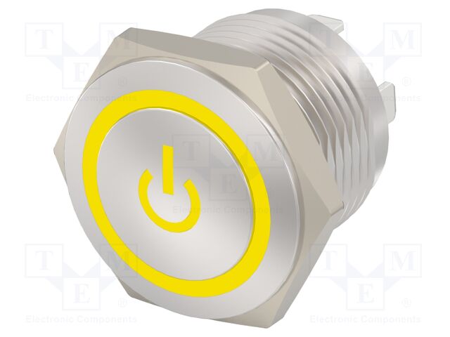 Switch: vandal resistant; Pos: 2; SPST; 2A/36VDC; OFF-(ON); yellow