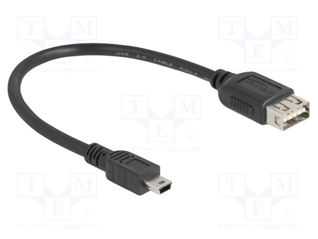 Cable; USB 2.0; USB A double sided socket,USB B mini plug; 0.2m