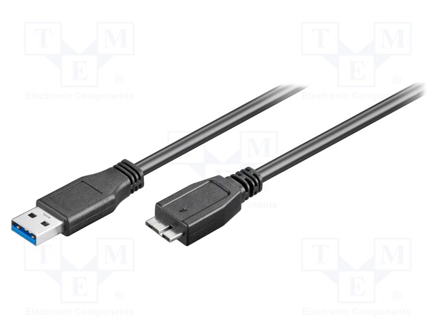 Cable; USB 3.0; USB A plug,USB B micro plug; 1m; black; 5Gbps