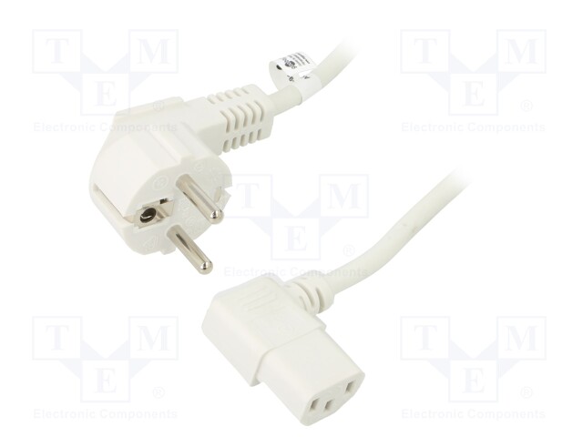 Cable; CEE 7/7 (E/F) plug angled,IEC C13 female 90°; PVC; 5m