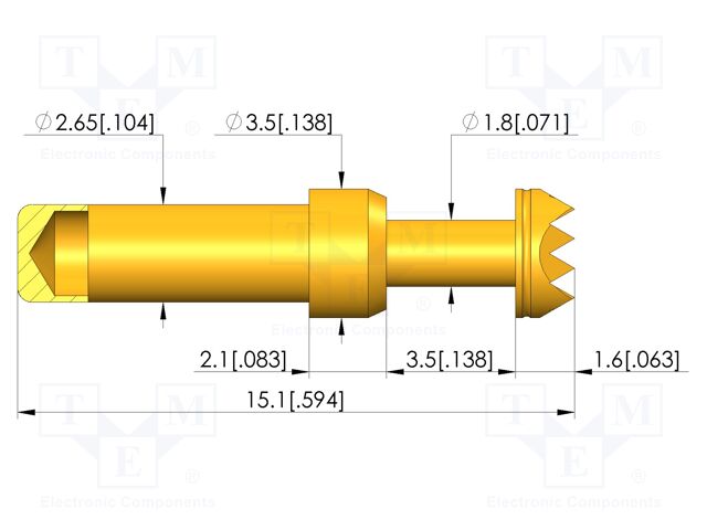 Test needle; Spring compression: 2.8mm; 3.5mm; 30A; CuBe; Ø: 3.5mm