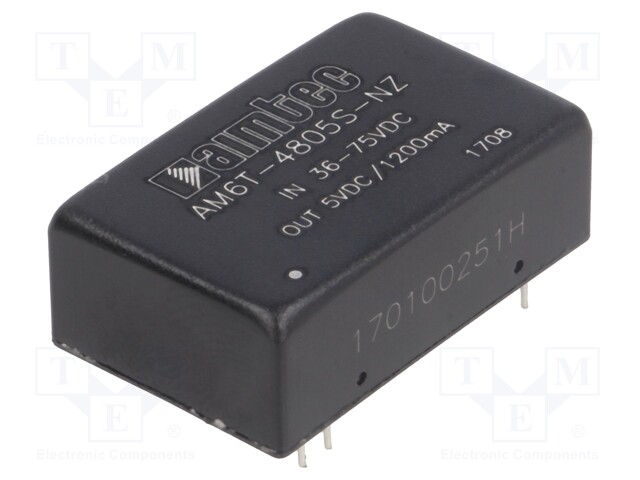 Converter: DC/DC; 6W; Uin: 36÷75V; 5VDC; Iout: 1.2A; DIP24; 14g