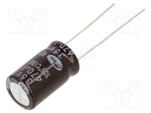 Capacitor: electrolytic; THT; 470uF; 35VDC; 10x16mm; ±20%; 2000h