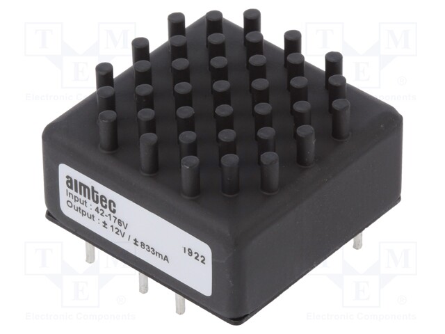 Converter: DC/DC; 20W; Uin: 42÷176V; Uout: 12VDC; Uout2: -12VDC; 23g