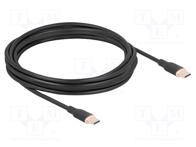 Cable; USB 2.0; USB C plug,both sides; gold-plated; 4m; black