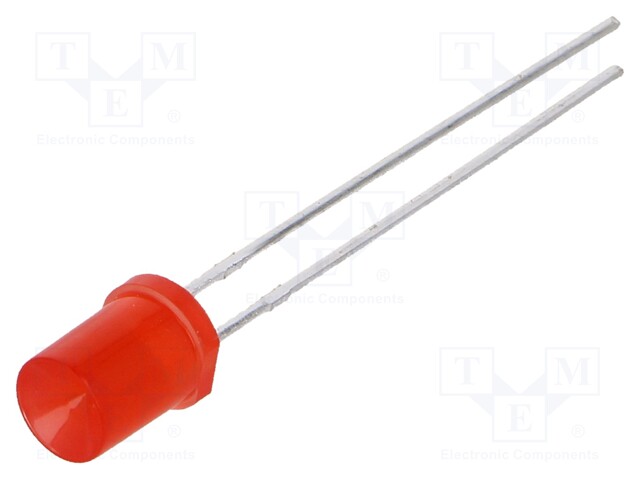 LED; 5mm; red; 20÷50mcd; 140°; Front: recessed