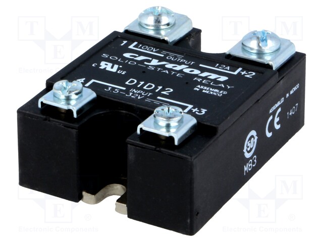 Relay: solid state; Ucntrl: 3.5÷32VDC; 12A; 1÷100VDC; Series: 1-DC
