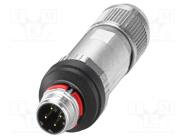 Connector: M12; plug; PIN: 4; 48V; straight; IP65; push-lock; D code