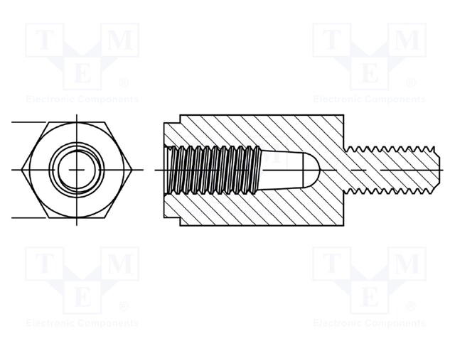 Spacer sleeve; hexagonal; polyamide 66; M3; M3; L: 8mm; Spanner: 6mm