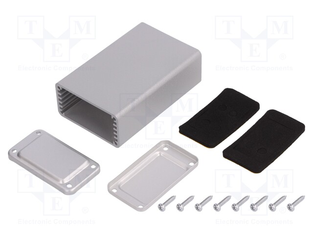 Enclosure: with panel; X: 43mm; Y: 68mm; Z: 23mm; aluminium