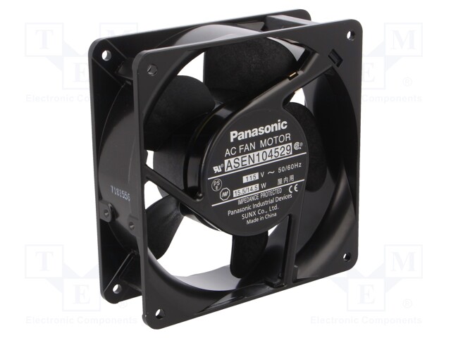 Fan: AC; axial; 115VAC; 120x120x38mm; 150m3/h; 37dBA; ball bearing