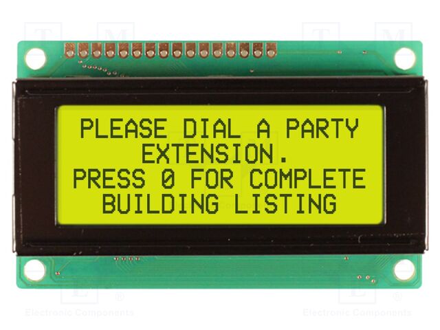 Display: LCD; STN Positive; 20x4; yellow-green; 77.5x47mm; LED