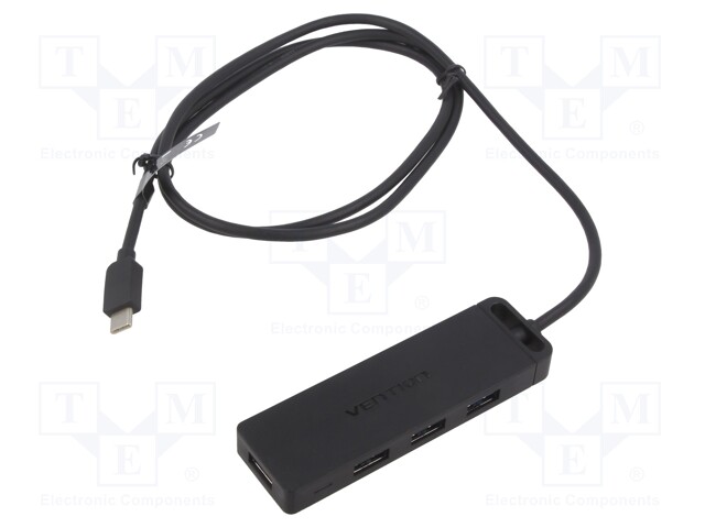 Hub USB; USB A socket x4,USB C plug; USB 3.0; PnP; black; 5Gbps