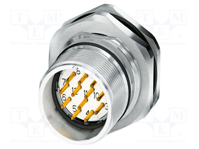 Connector: M23; socket; PIN: 19(16+3); soldering; straight; IP67