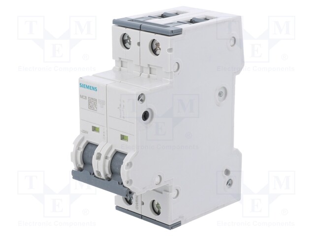 Circuit Breaker, MCB, 5SY4, 1P+N, 10 kA, 230 V, 2 A