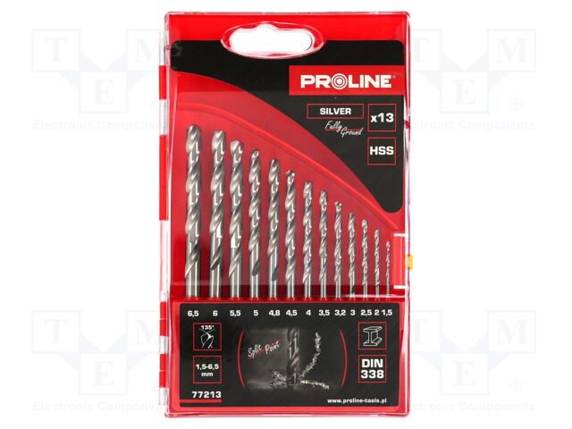 Drill set; for metal; plastic box; metal,steel; 13pcs.