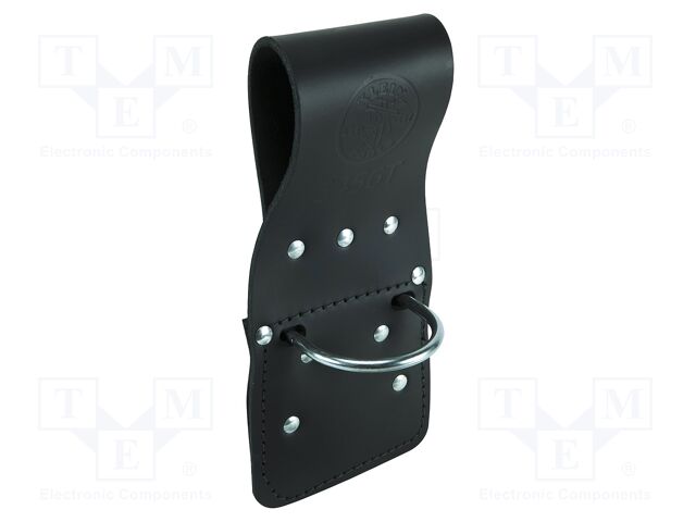 Tag; black; leather; hammer,tool belt