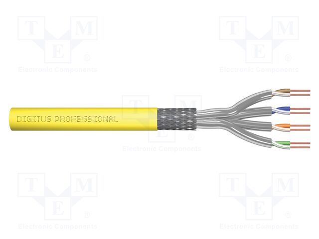 Wire; S/FTP; 4x2x22AWG; 7a; wire; Cu; Insulation: LSZH; yellow; 1km