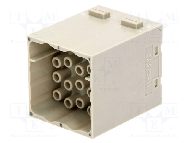 Connector: HAN; module; male; Han Modular EEE; PIN: 20; 16A; 500V