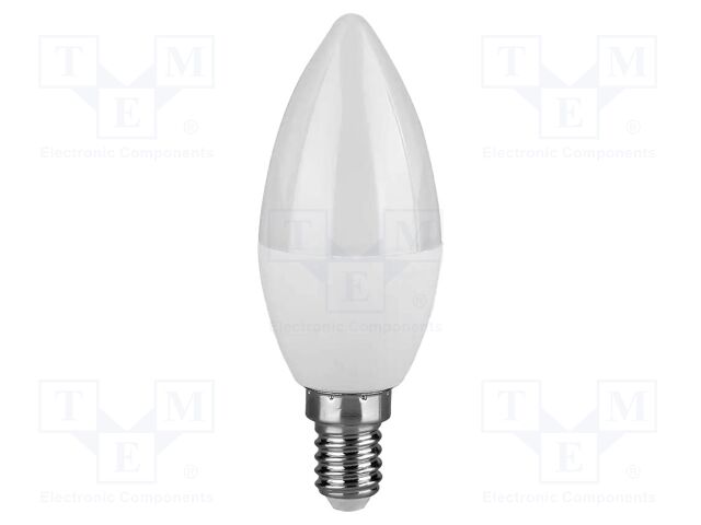 LED lamp; white cold; E14; 220÷240VAC; 320lm; P: 3.7W; 180°; 6500K