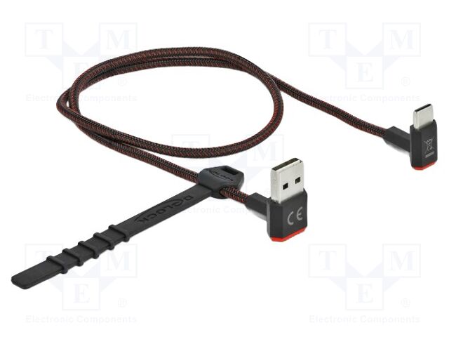 Cable; USB 2.0; gold-plated; 0.5m; black,red; 24AWG,28AWG; 480Mbps