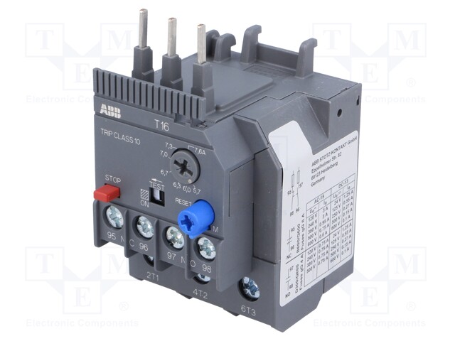 Thermal relay; Series: AF; Leads: screw terminals; 5.7÷7.6A