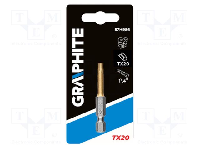 Screwdriver bit; Torx®; TX20; Overall len: 50mm