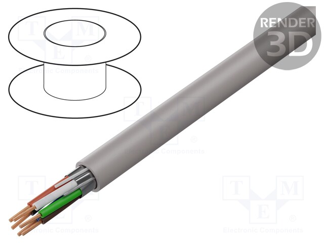 Wire; shielded,Al-PET foil; LSZH; grey; 300V; halogen free; 500m