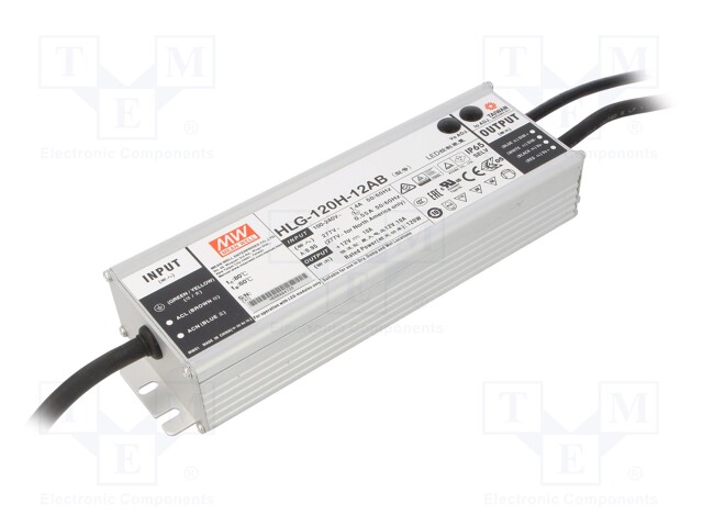 Power supply: switched-mode; LED; 120W; 12VDC; 10.8÷13.5VDC; 5÷10A