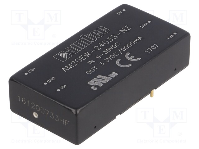 Converter: DC/DC; 20W; Uin: 9÷36V; 3.3VDC; Iout: 5A; 2"x1"; 26g